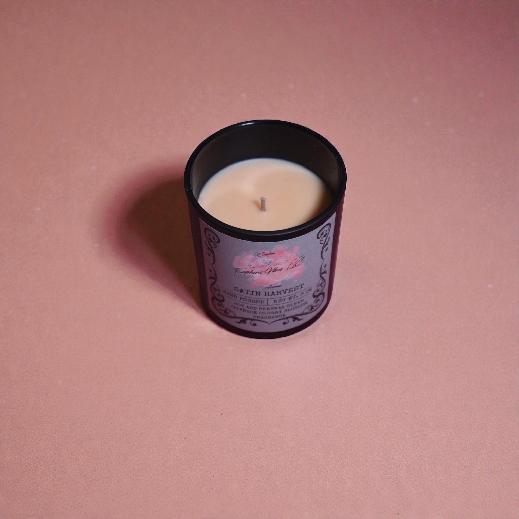 Satin Harvest- Japanese Cherry Blossom Candle: Handcrafted Soy Wax, Inspirational Gift Set