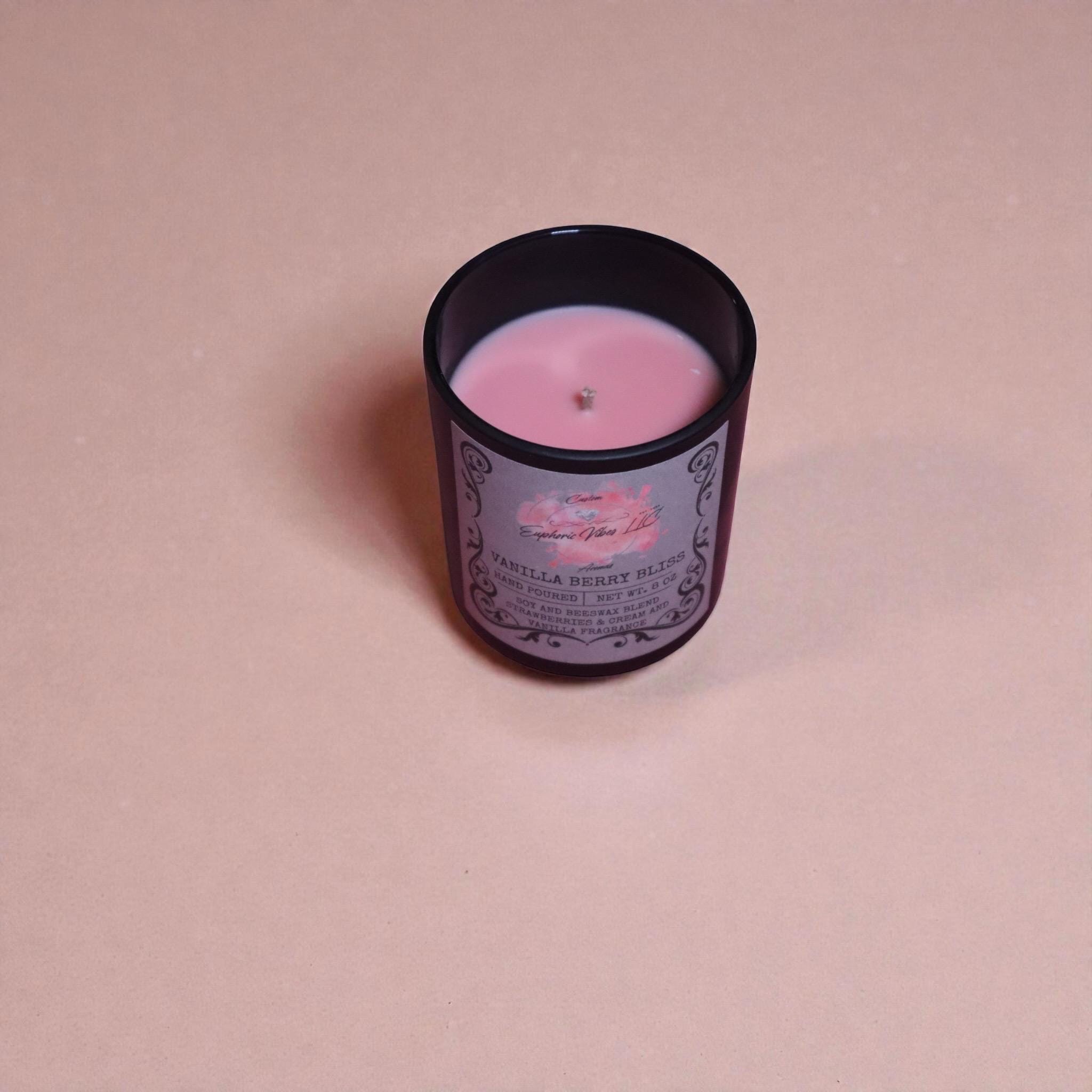 Vanilla Berry Bliss 8 oz Candle – Strawberry Cream, Vanilla Dessert Scent