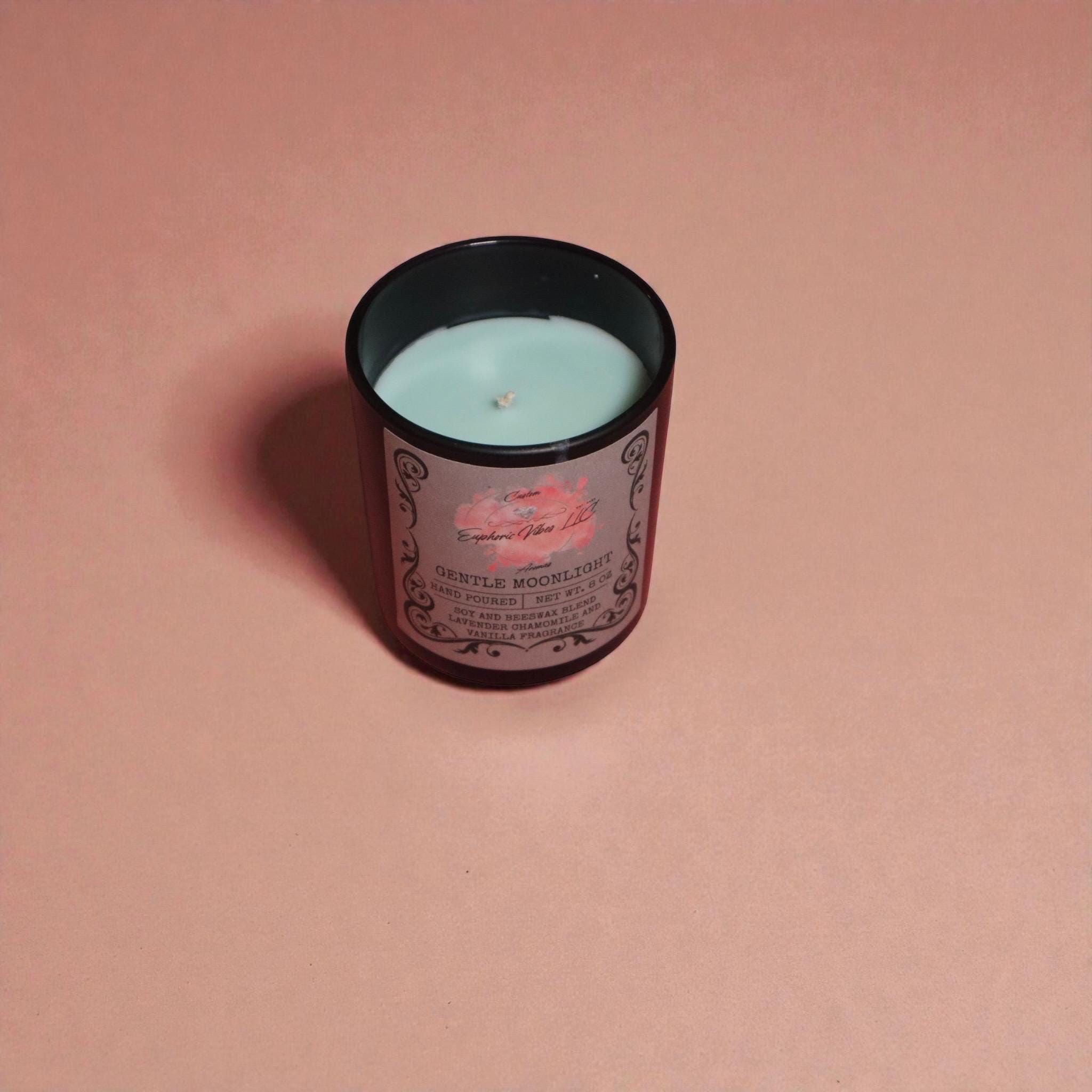 Gentle Moonlight Candle - Chamomile, Lavender & Vanilla, 8 oz Soy Beeswax