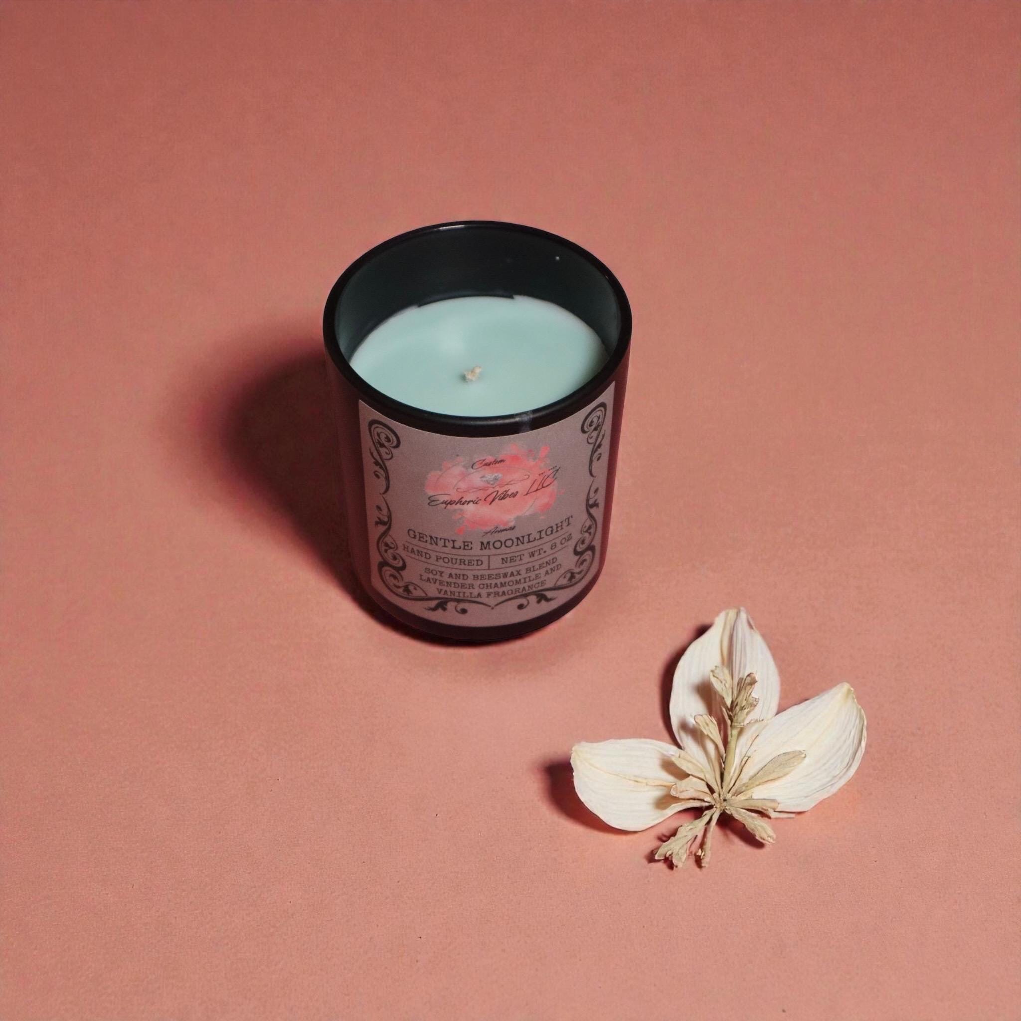 Gentle Moonlight Candle - Chamomile, Lavender & Vanilla, 8 oz Soy Beeswax