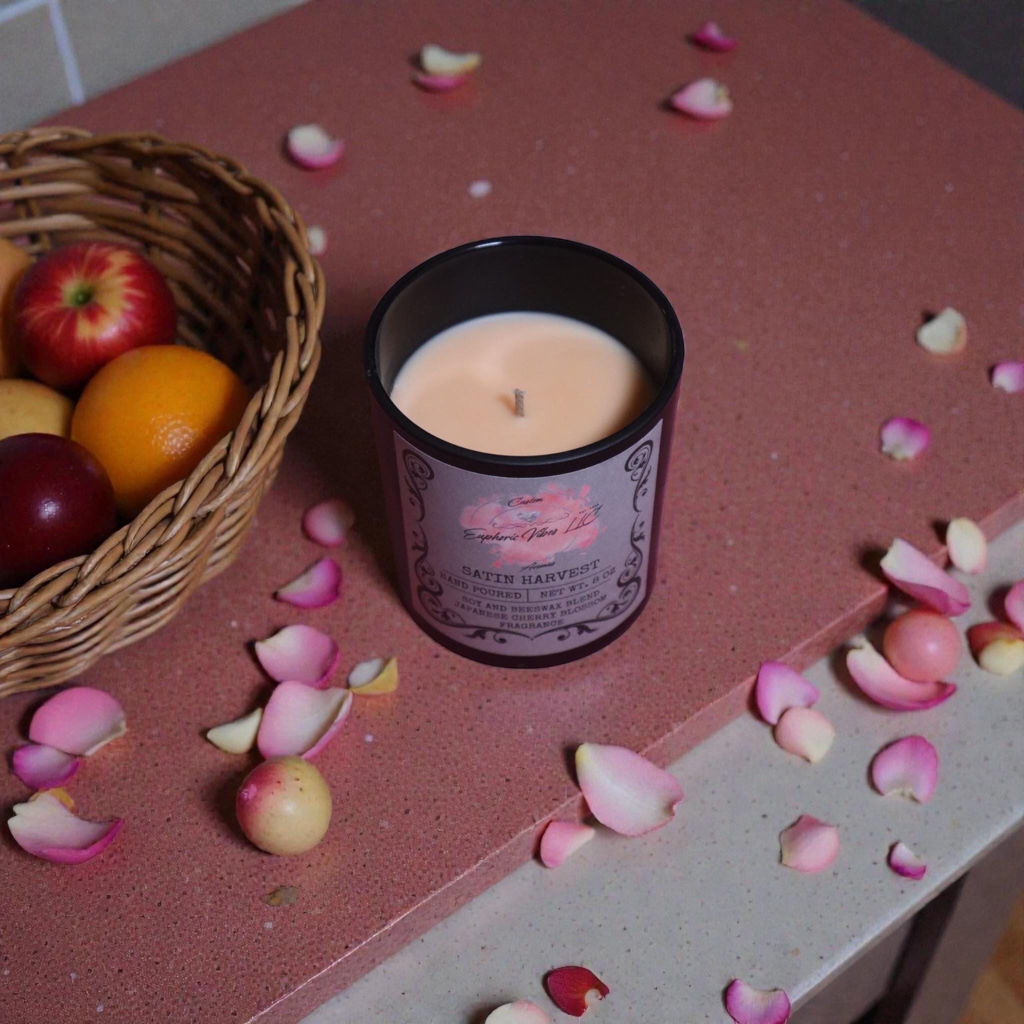 Satin Harvest- Japanese Cherry Blossom Candle: Handcrafted Soy Wax, Inspirational Gift Set