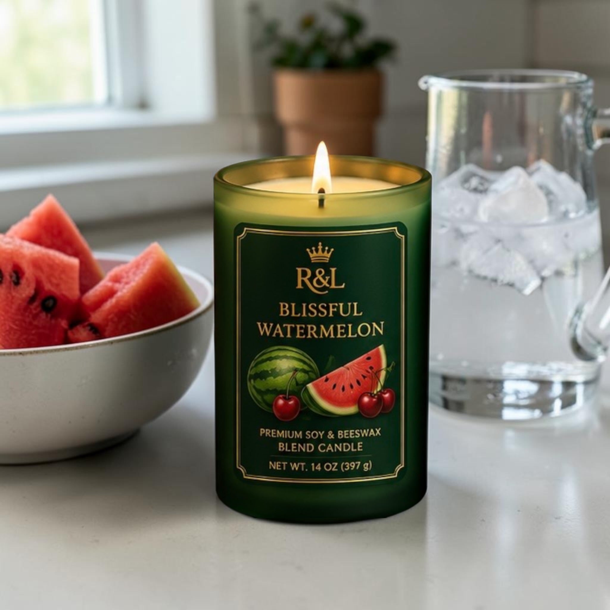 Blissful Watermelon Candle | Soy & Beeswax Blend | Cherry Fruit Punch & Watermelon