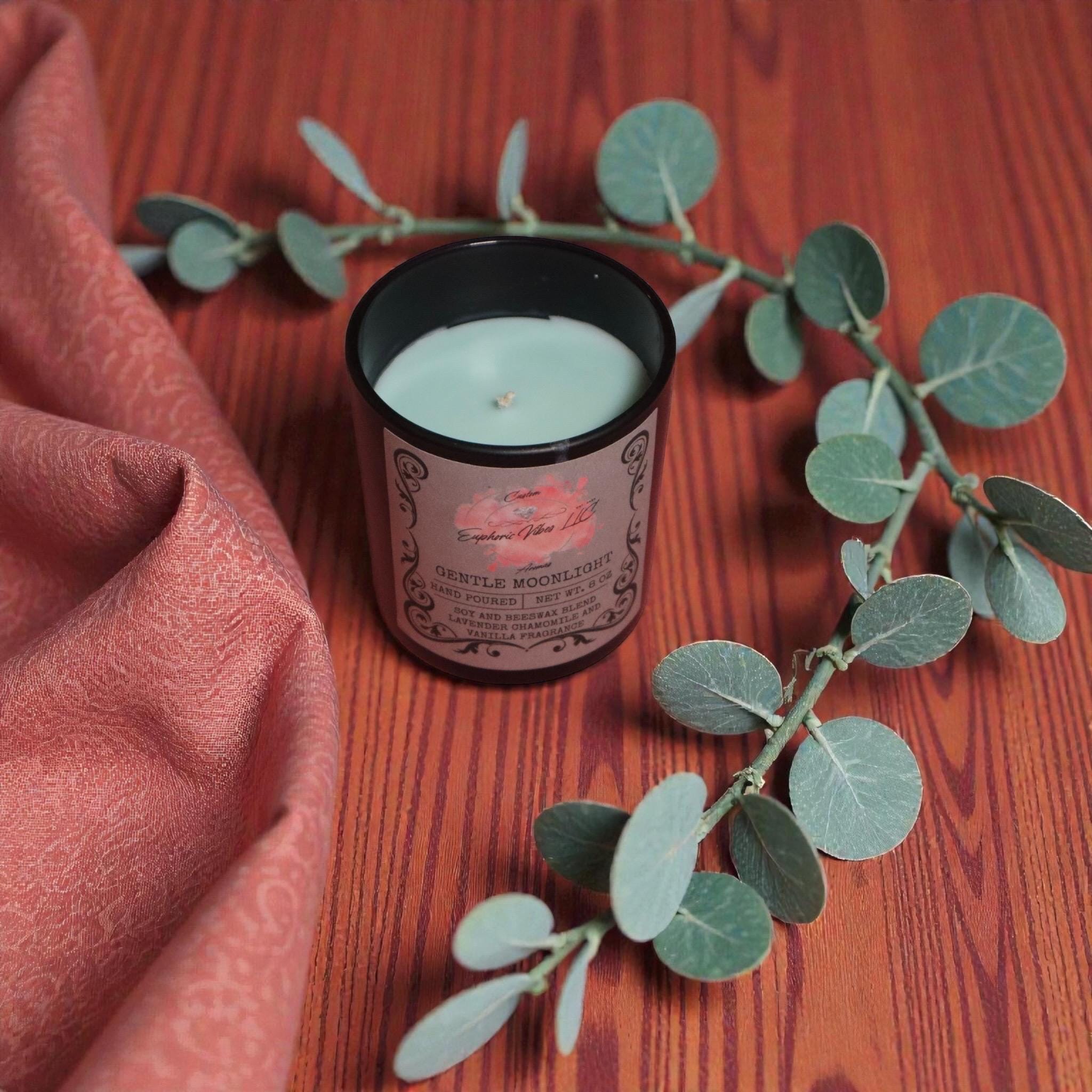Gentle Moonlight Candle - Chamomile, Lavender & Vanilla, 8 oz Soy Beeswax