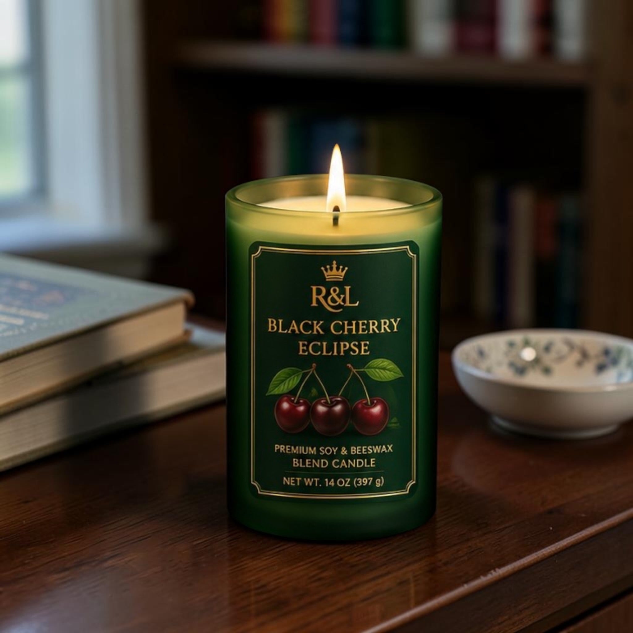 Black Cherry Eclipse Candle | Soy & Beeswax Blend | Deep Black Cherry