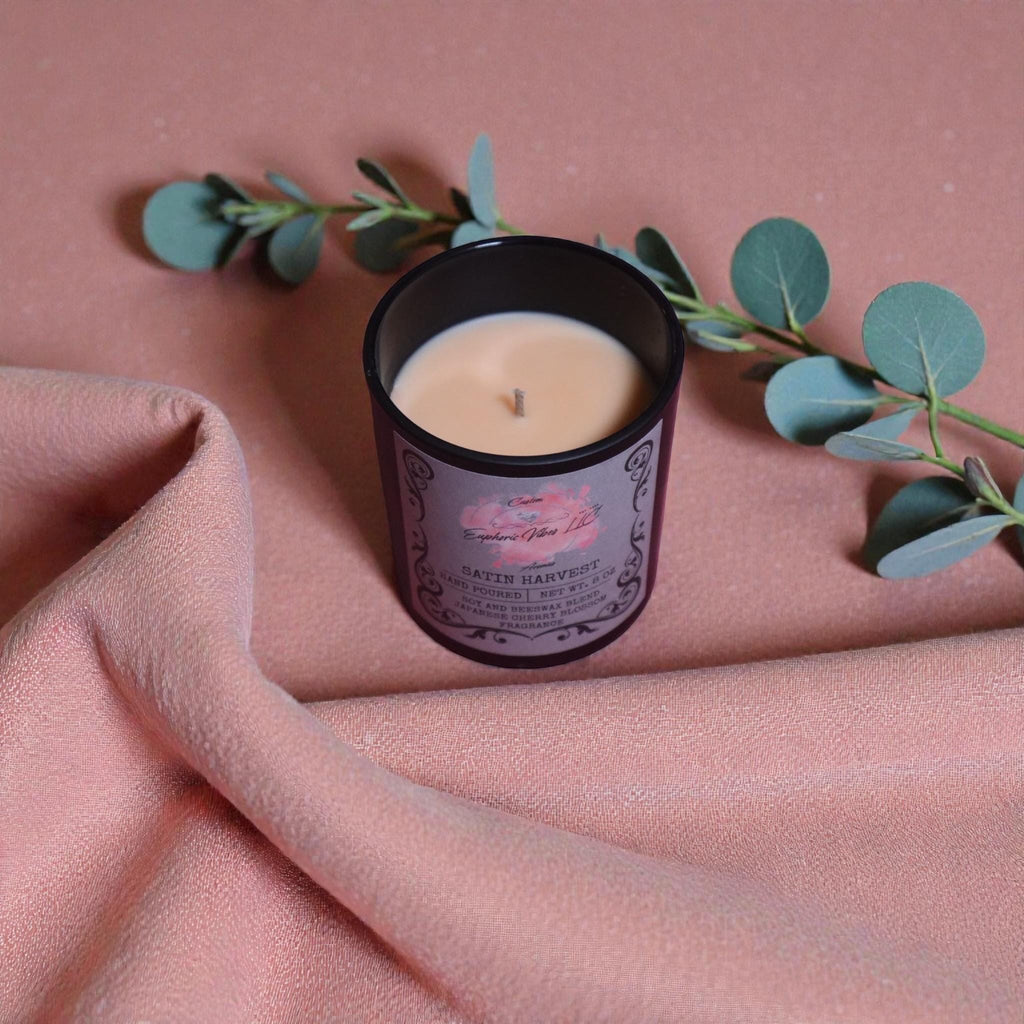 Satin Harvest- Japanese Cherry Blossom Candle: Handcrafted Soy Wax, Inspirational Gift Set