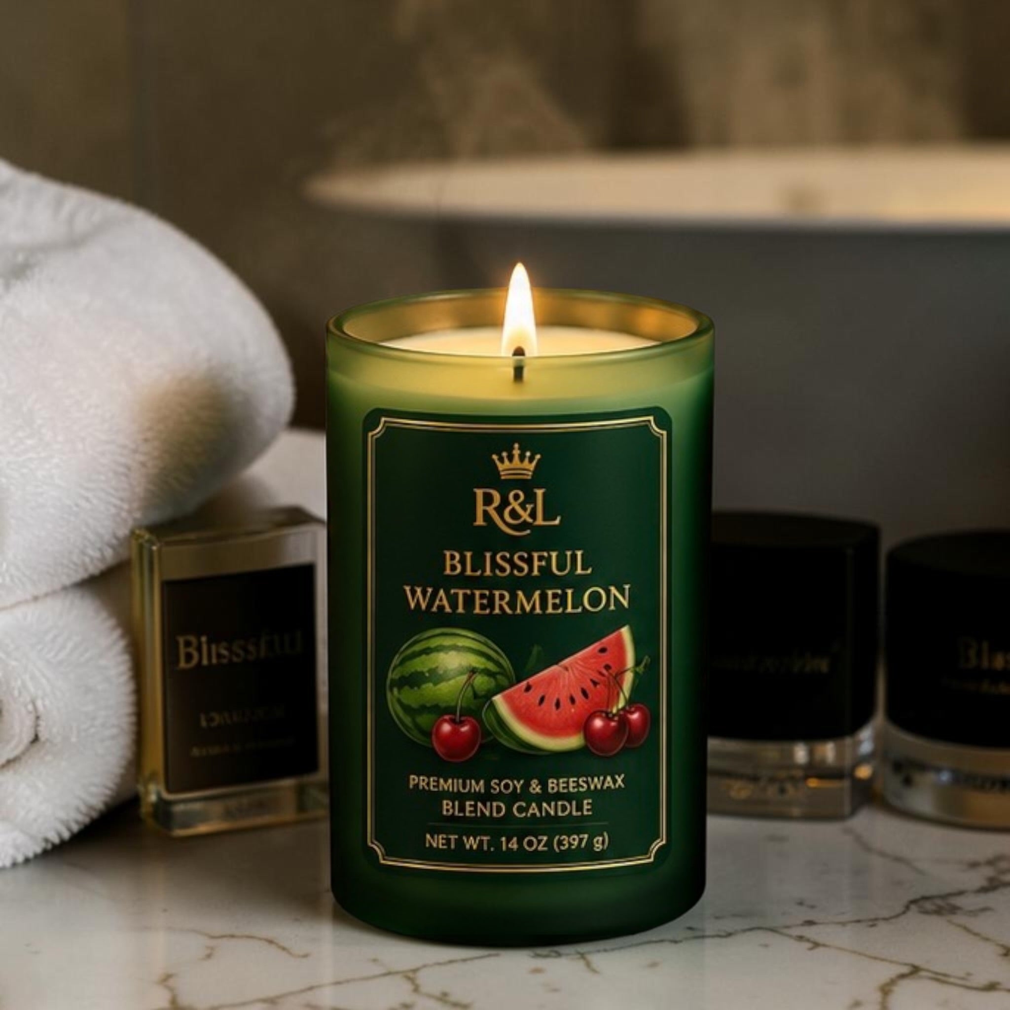 Blissful Watermelon Candle | Soy & Beeswax Blend | Cherry Fruit Punch & Watermelon
