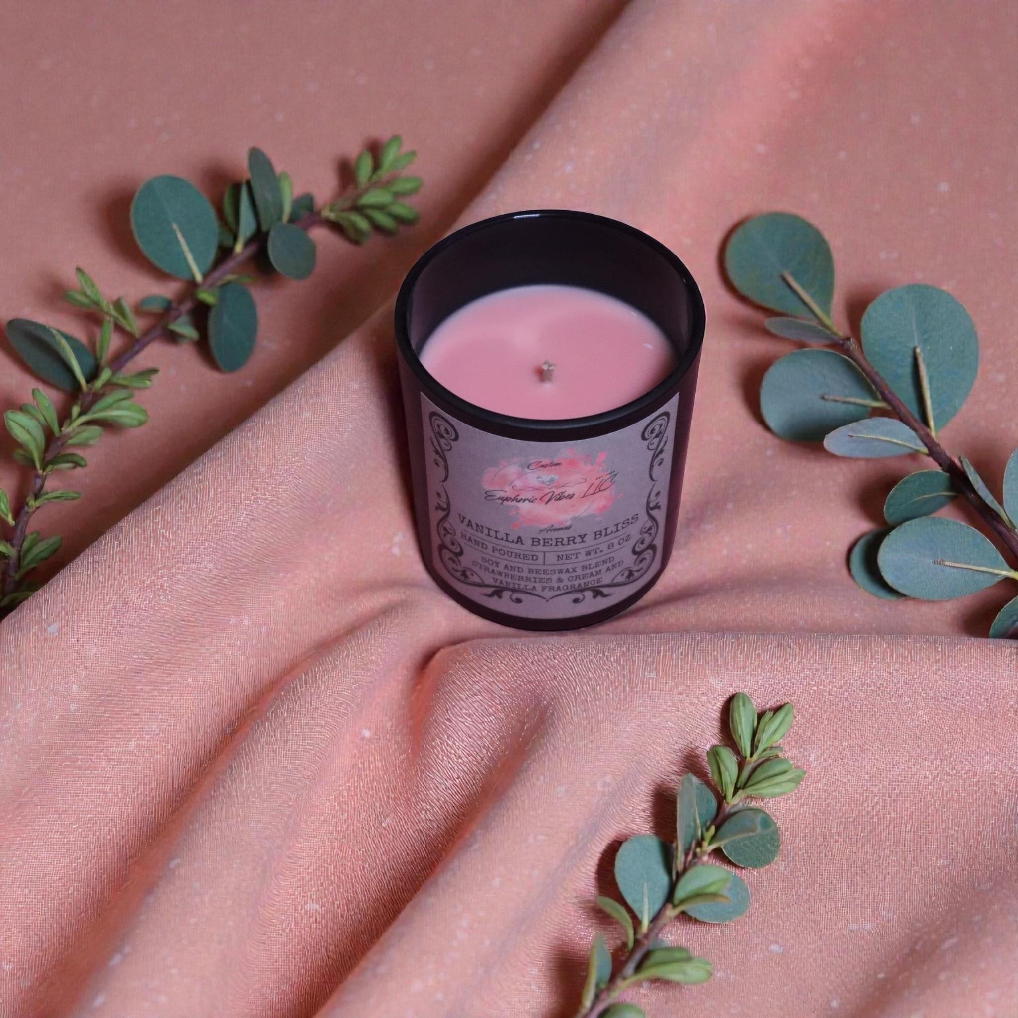 Vanilla Berry Bliss 8 oz Candle – Strawberry Cream, Vanilla Dessert Scent